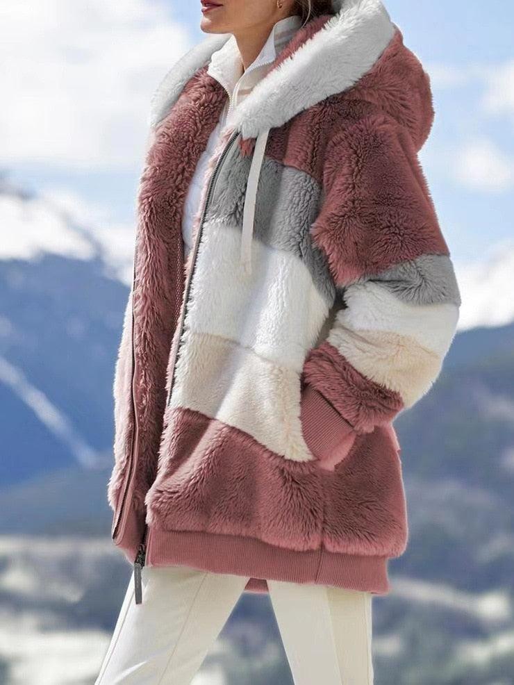 Modern Women Casual Jacket Coats Hip Hop New Autumn Winter Loose  Multicolor Hooded Jacket For Women Winter Fleece Jacket Hooded Solid Color Coats With Pockets Comfortable Jacket Stevvex
