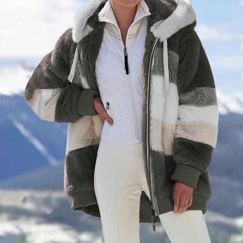 Modern Women Casual Jacket Coats Hip Hop New Autumn Winter Loose  Multicolor Hooded Jacket For Women Winter Fleece Jacket Hooded Solid Color Coats With Pockets Comfortable Jacket Stevvex
