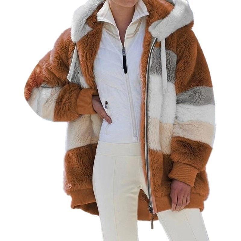 Modern Women Casual Jacket Coats Hip Hop New Autumn Winter Loose  Multicolor Hooded Jacket For Women Winter Fleece Jacket Hooded Solid Color Coats With Pockets Comfortable Jacket Stevvex