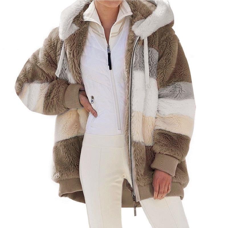 Modern Women Casual Jacket Coats Hip Hop New Autumn Winter Loose  Multicolor Hooded Jacket For Women Winter Fleece Jacket Hooded Solid Color Coats With Pockets Comfortable Jacket Stevvex