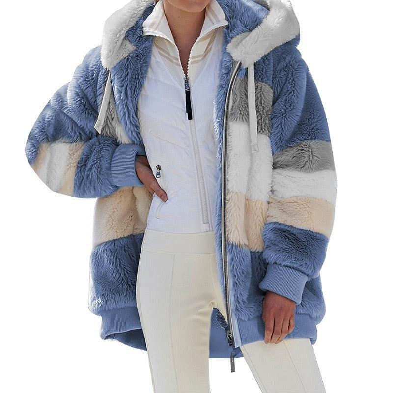 Modern Women Casual Jacket Coats Hip Hop New Autumn Winter Loose  Multicolor Hooded Jacket For Women Winter Fleece Jacket Hooded Solid Color Coats With Pockets Comfortable Jacket Stevvex