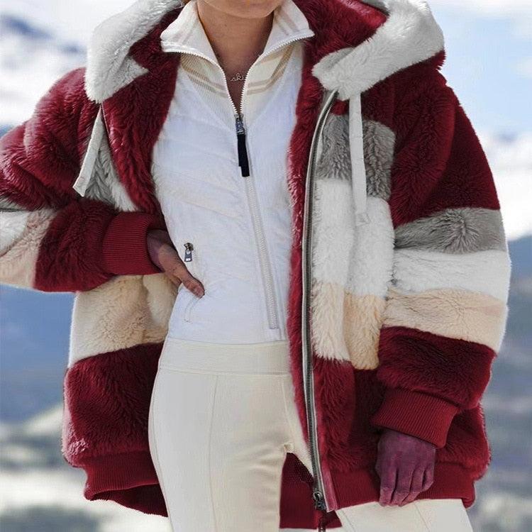 Modern Women Casual Jacket Coats Hip Hop New Autumn Winter Loose  Multicolor Hooded Jacket For Women Winter Fleece Jacket Hooded Solid Color Coats With Pockets Comfortable Jacket Stevvex