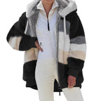 Modern Women Casual Jacket Coats Hip Hop New Autumn Winter Loose  Multicolor Hooded Jacket For Women Winter Fleece Jacket Hooded Solid Color Coats With Pockets Comfortable Jacket Stevvex