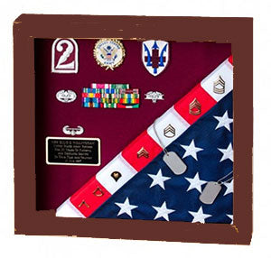 Flag Display Case showcases both the flag and military awards. The Military Gift Store