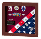 Flag Display Case showcases both the flag and military awards. The Military Gift Store