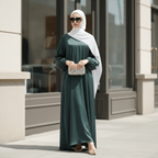 Modest Luxury Premium Satin Abaya | Umbrella Cut A-Line Abaya with Pockets (MA311)