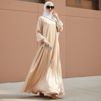 Modest Luxury Premium Satin Abaya | Umbrella Cut A-Line Abaya with Pockets (MA311)
