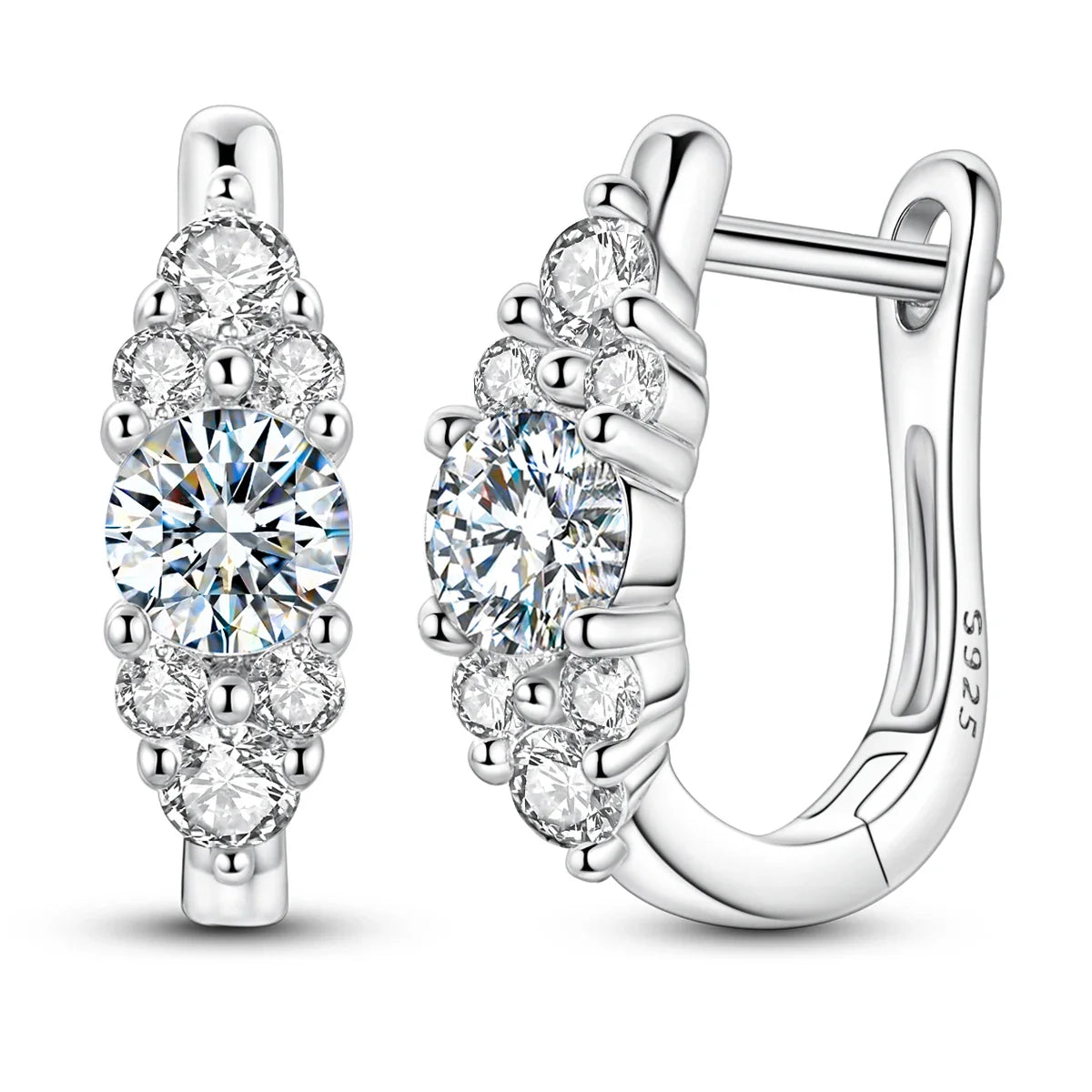 Moissanite 0.4ct 925 Sterling Silver Hoop Earrings For Women Fine Jewelry Gift BandsCo Straps