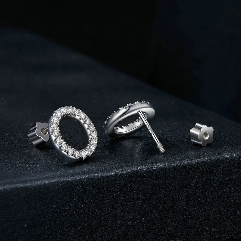 Moissanite 10mm Stud Earrings S925 Sterling Silver Screw Back Gift Mom BandsCo Straps