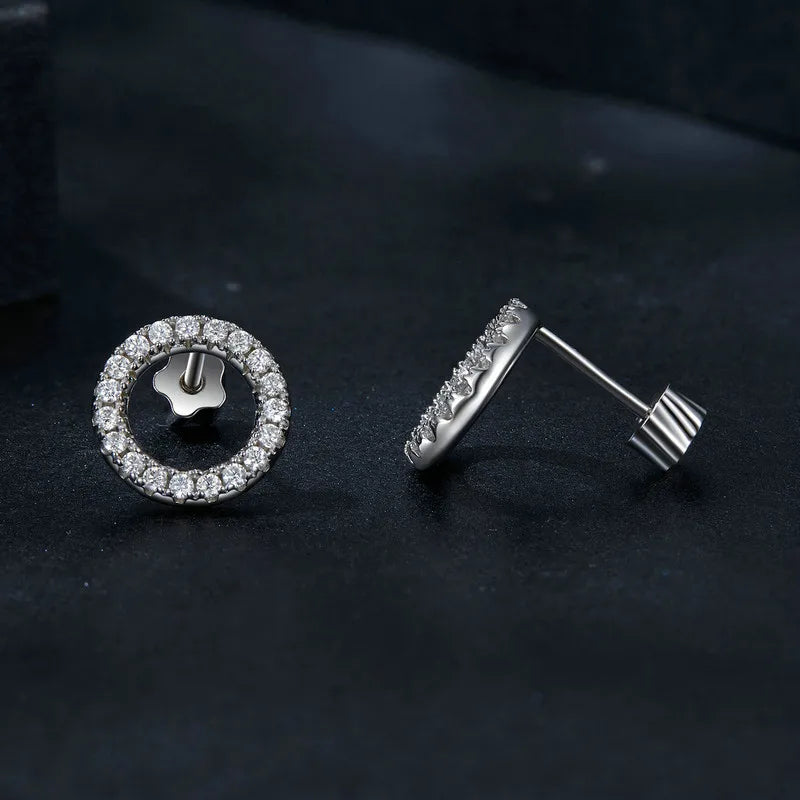 Moissanite 10mm Stud Earrings S925 Sterling Silver Screw Back Gift Mom BandsCo Straps