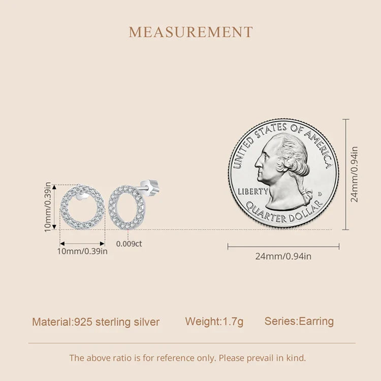 Moissanite 10mm Stud Earrings S925 Sterling Silver Screw Back Gift Mom BandsCo Straps