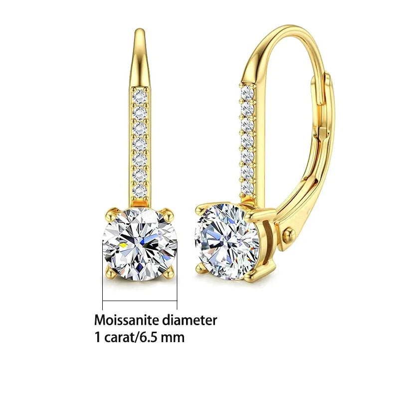 Moissanite 1ct 925 Sterling Silver Stud Earrings Unisex Retro Classic Wedding BandsCo Straps