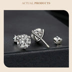 Moissanite 1Ct Round Stud Earrings Screw Back Platinum Plated S925 Minimalist BandsCo Straps