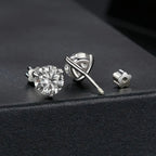 Moissanite 1Ct Round Stud Earrings Screw Back Platinum Plated S925 Minimalist BandsCo Straps
