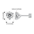 Moissanite 1Ct Round Stud Earrings Screw Back Platinum Plated S925 Minimalist BandsCo Straps