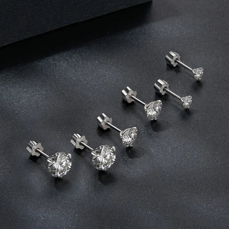 Moissanite 1Ct Round Stud Earrings Screw Back Platinum Plated S925 Minimalist BandsCo Straps