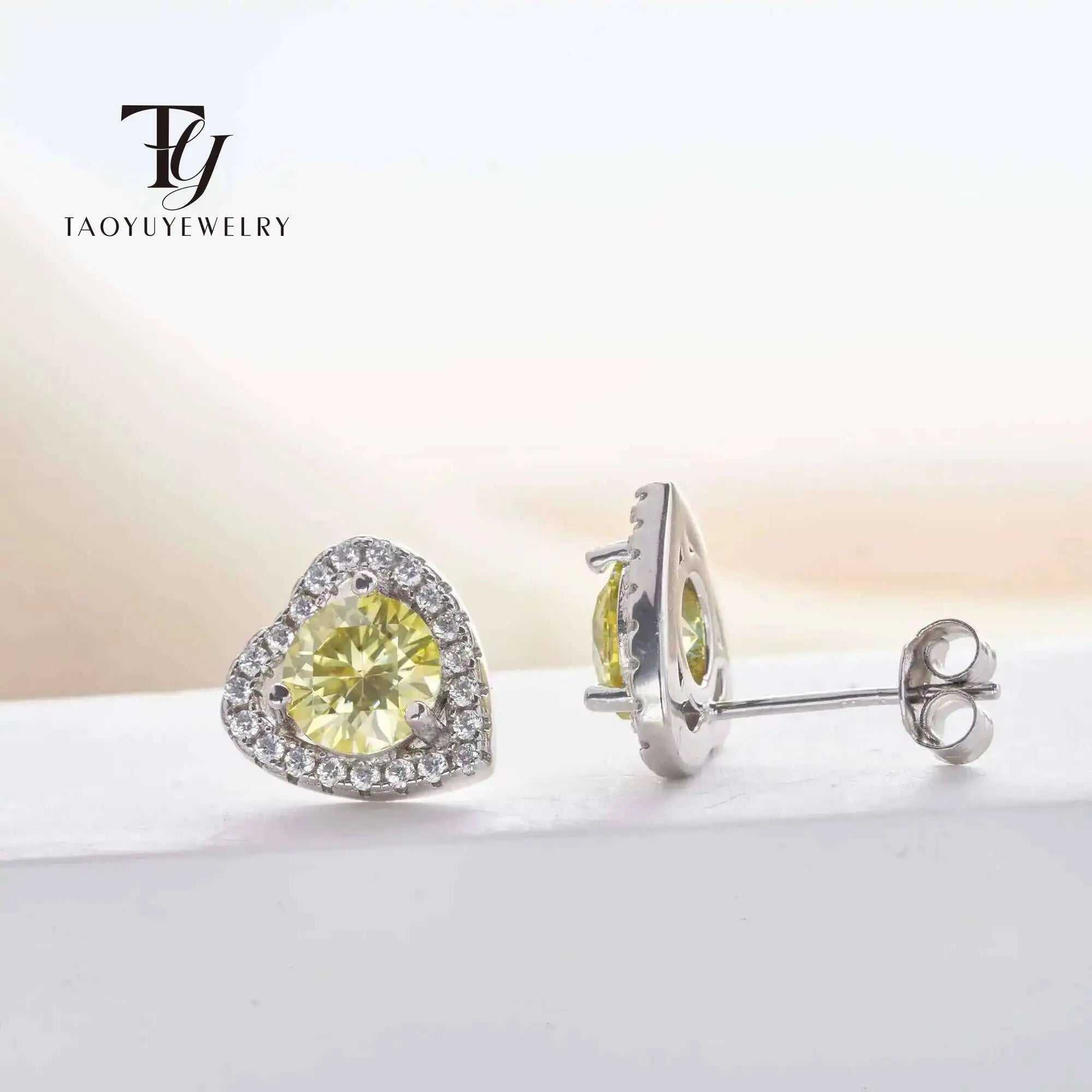 Moissanite 2ctw D Color Heart Stud Earrings 1ct Each 925 Sterling Silver BandsCo Straps