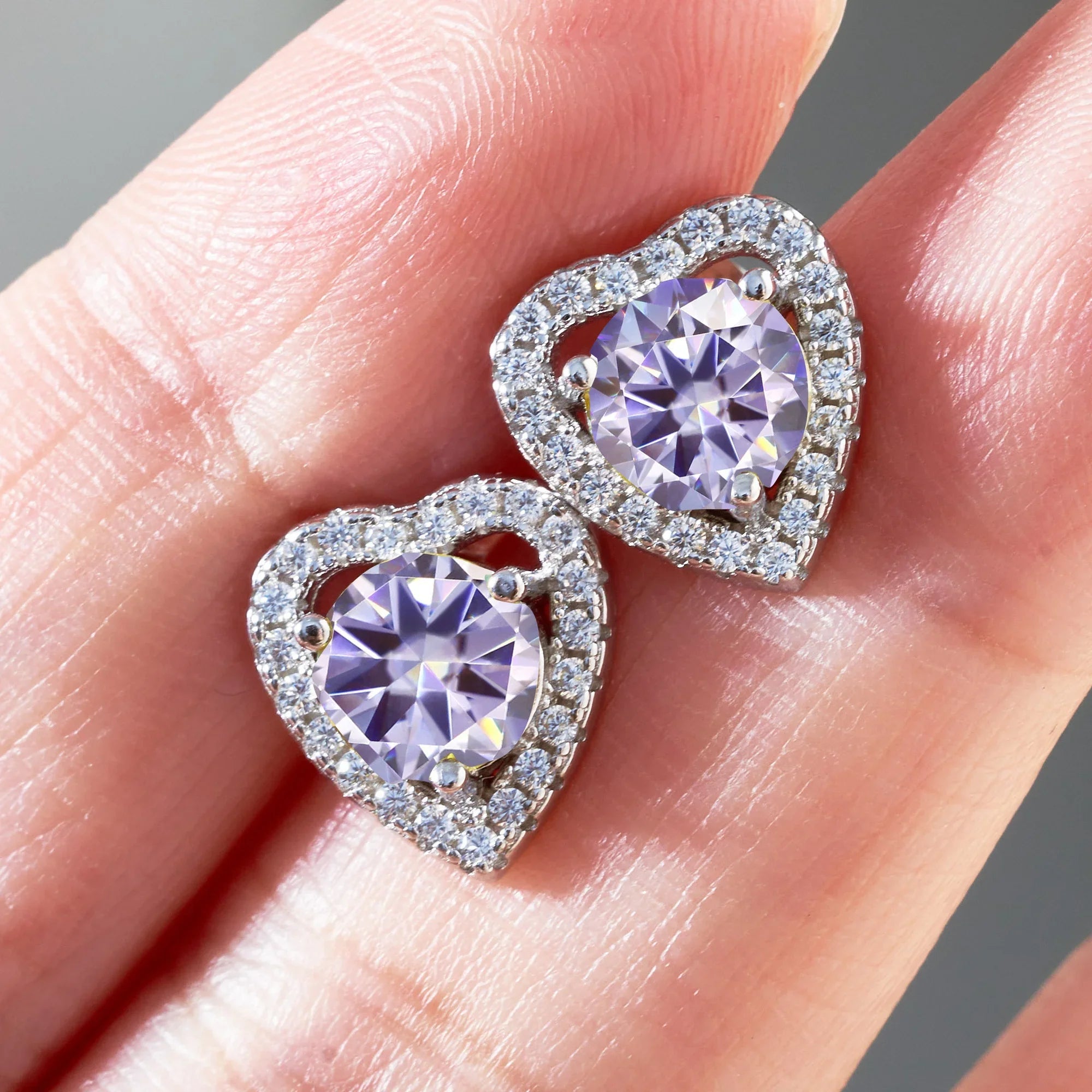 Moissanite 2ctw D Color Heart Stud Earrings 1ct Each 925 Sterling Silver BandsCo Straps