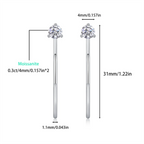Moissanite 4mm D Color Hoop Earrings 2pc 925 Sterling Silver White Gold BandsCo Straps
