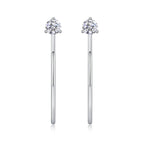 Moissanite 4mm D Color Hoop Earrings 2pc 925 Sterling Silver White Gold BandsCo Straps