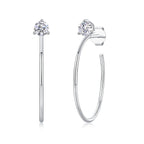 Moissanite 4mm D Color Hoop Earrings 2pc 925 Sterling Silver White Gold BandsCo Straps