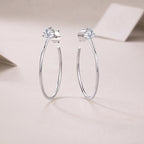 Moissanite 4mm D Color Hoop Earrings 2pc 925 Sterling Silver White Gold BandsCo Straps