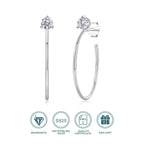 Moissanite 4mm D Color Hoop Earrings 2pc 925 Sterling Silver White Gold BandsCo Straps