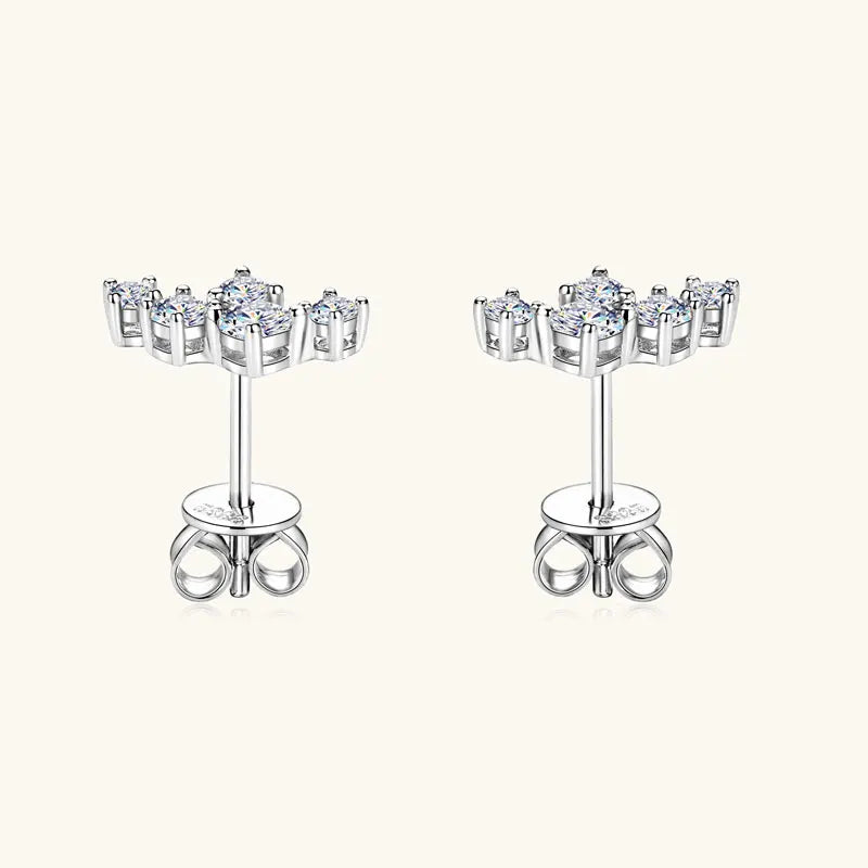 Moissanite 5-Stone D VVS1 Stud Earrings 925 Sterling Silver Push-Back Sparkling Women's Jewelry BandsCo Straps