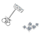 Moissanite 5-Stone D VVS1 Stud Earrings 925 Sterling Silver Push-Back Sparkling Women's Jewelry BandsCo Straps