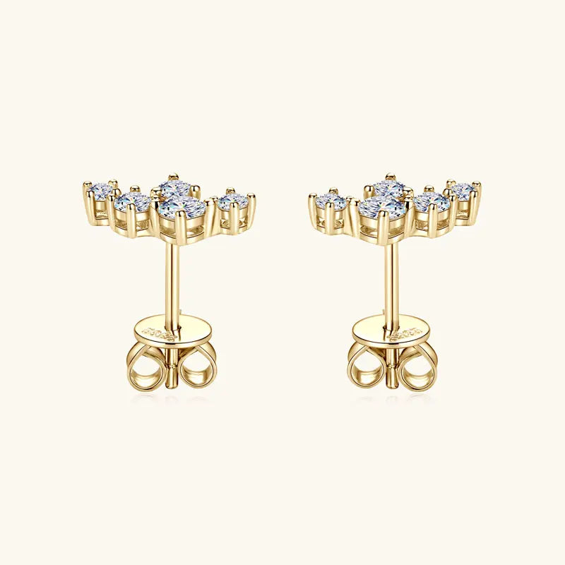Moissanite 5-Stone D VVS1 Stud Earrings 925 Sterling Silver Push-Back Sparkling Women's Jewelry BandsCo Straps