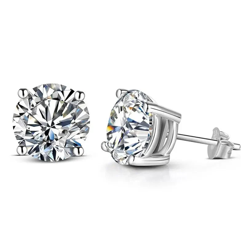 Moissanite 8mm D Color Stud Earrings 0.5-2 Ct 925 Sterling Silver Wedding BandsCo Straps