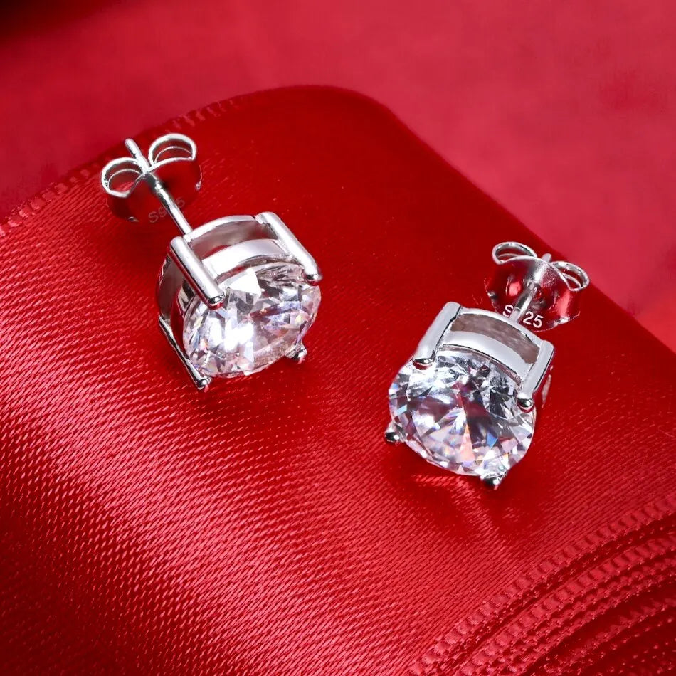 Moissanite 8mm D Color Stud Earrings 0.5-2 Ct 925 Sterling Silver Wedding BandsCo Straps