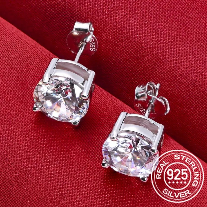 Moissanite 8mm D Color Stud Earrings 0.5-2 Ct 925 Sterling Silver Wedding BandsCo Straps