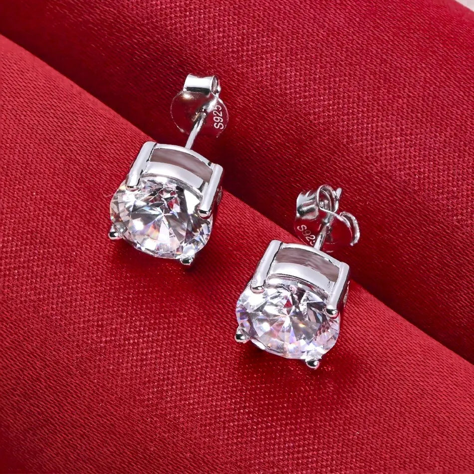 Moissanite 8mm D Color Stud Earrings 0.5-2 Ct 925 Sterling Silver Wedding BandsCo Straps