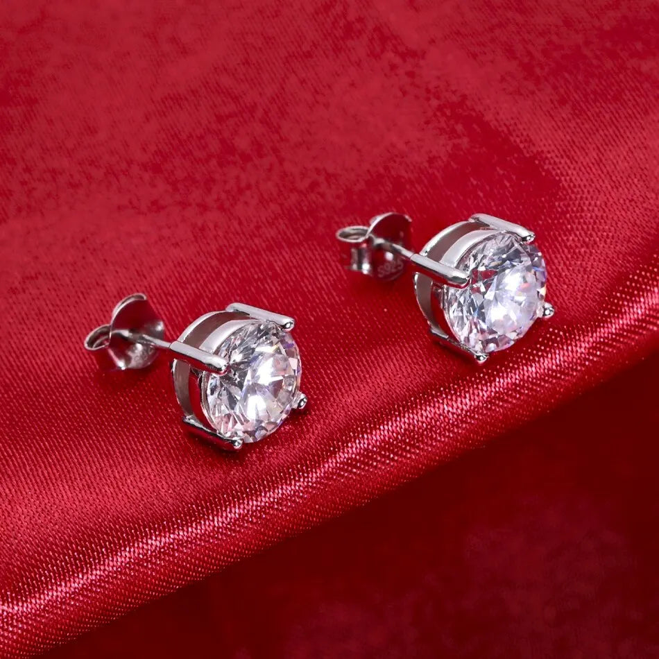 Moissanite 8mm D Color Stud Earrings 0.5-2 Ct 925 Sterling Silver Wedding BandsCo Straps