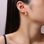 Moissanite 925 Sterling Silver 18K Gold Plated Bow Stud Earrings For Women BandsCo Straps