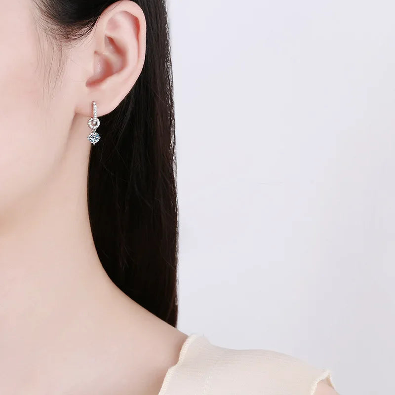 Moissanite 925 Sterling Silver Diamond Drop Earrings For Women Wedding Party BandsCo Straps