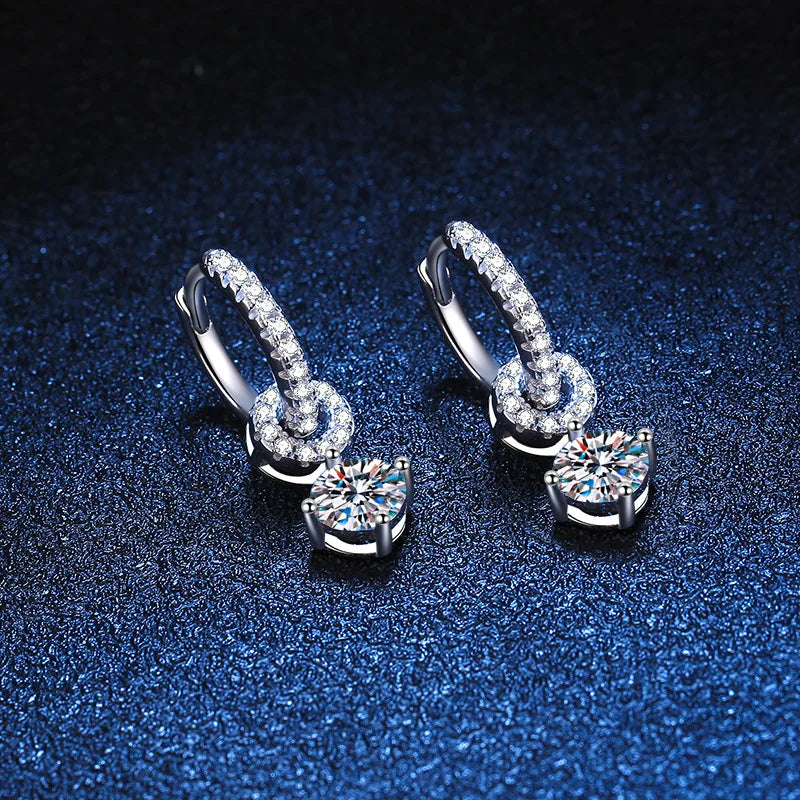 Moissanite 925 Sterling Silver Diamond Drop Earrings For Women Wedding Party BandsCo Straps