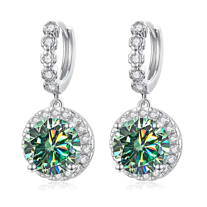 Moissanite 925 Sterling Silver Round D Color Drop Earrings Valentine's Gift BandsCo Straps