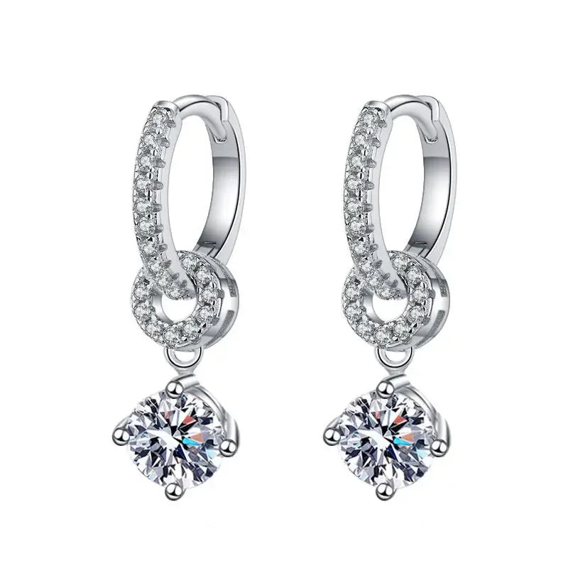 Moissanite 925 Sterling Silver Diamond Drop Earrings For Women Wedding Party BandsCo Straps