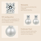 Moissanite 925 Sterling Silver Freshwater Pearl Stud Earrings VVS1 Lab Diamond BandsCo Straps