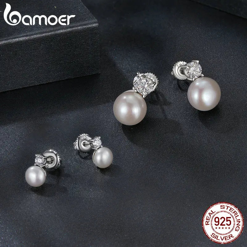 Moissanite 925 Sterling Silver Freshwater Pearl Stud Earrings VVS1 Lab Diamond BandsCo Straps