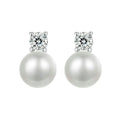 Moissanite 925 Sterling Silver Freshwater Pearl Stud Earrings VVS1 Lab Diamond BandsCo Straps
