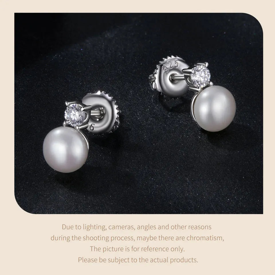 Moissanite 925 Sterling Silver Freshwater Pearl Stud Earrings VVS1 Lab Diamond BandsCo Straps