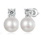 Moissanite 925 Sterling Silver Freshwater Pearl Stud Earrings VVS1 Lab Diamond BandsCo Straps