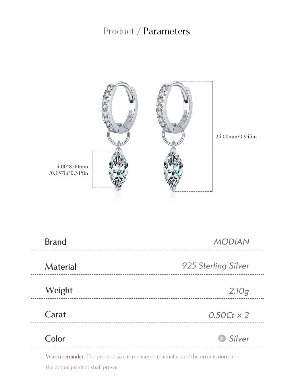 Moissanite 925 Sterling Silver Geometric Hoop Earrings For Women Fine Jewelry BandsCo Straps