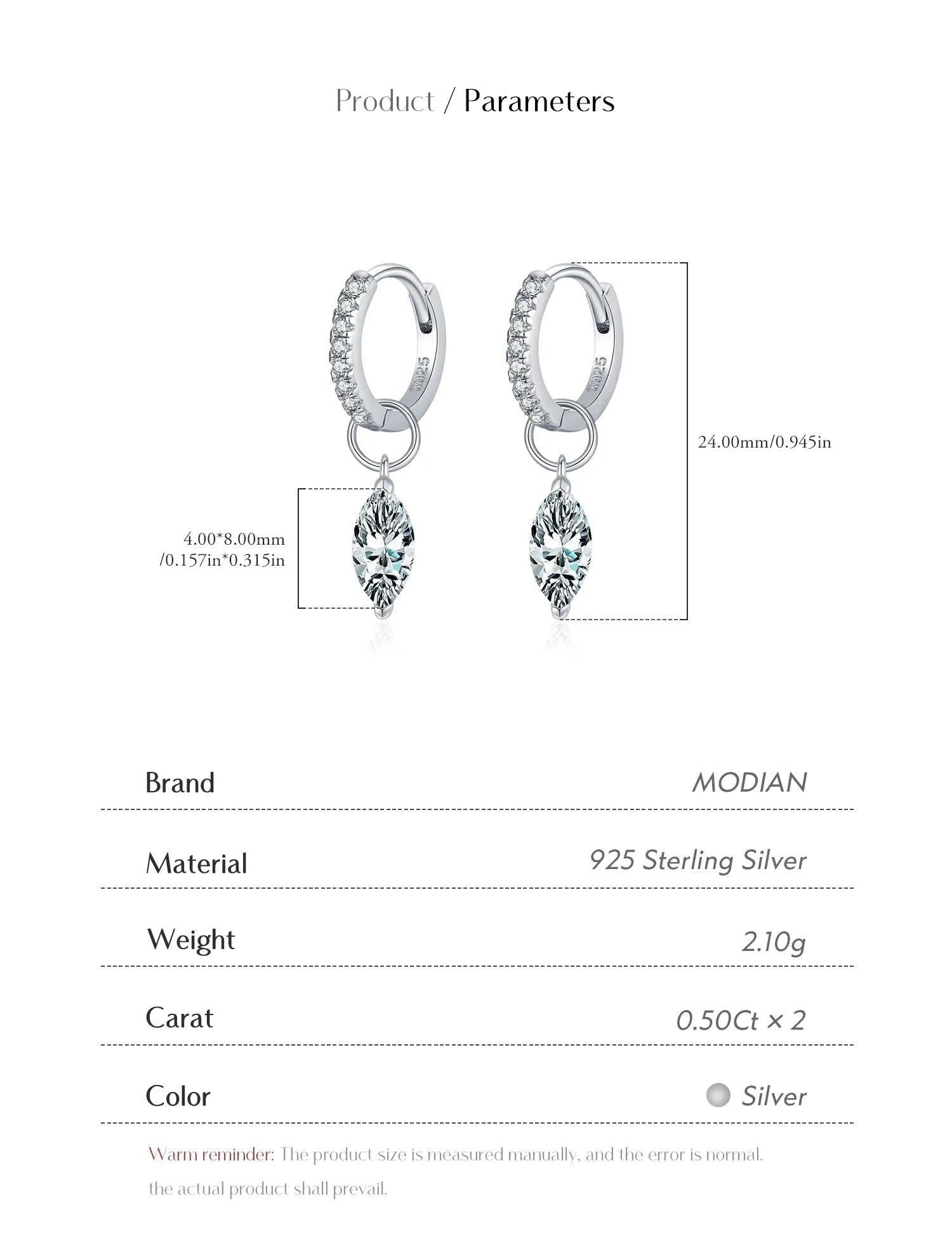 Moissanite 925 Sterling Silver Geometric Hoop Earrings For Women Fine Jewelry BandsCo Straps