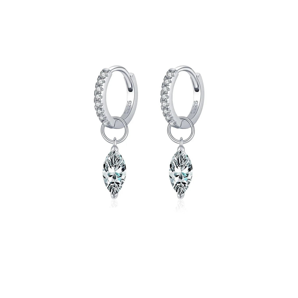 Moissanite 925 Sterling Silver Geometric Hoop Earrings For Women Fine Jewelry BandsCo Straps