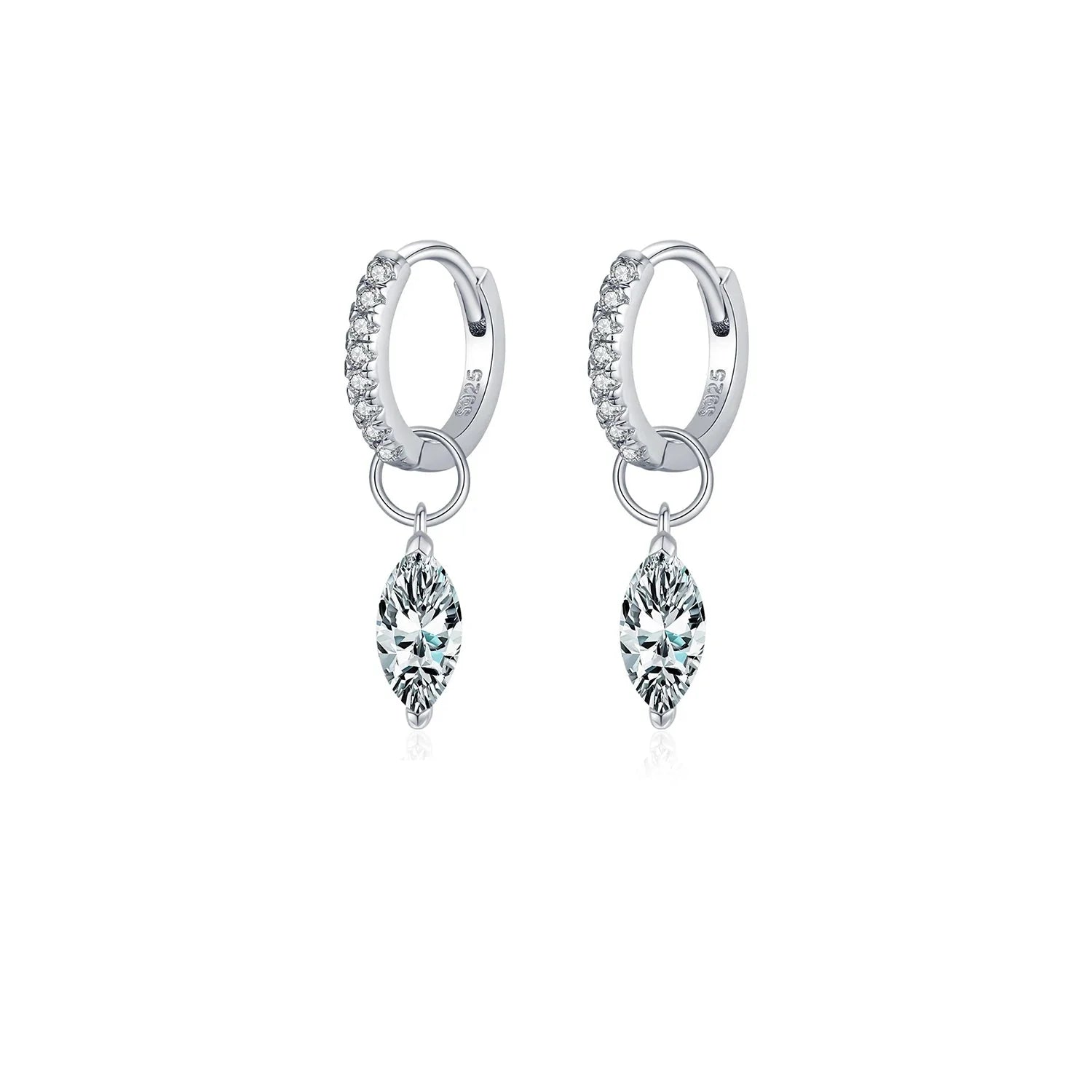 Moissanite 925 Sterling Silver Geometric Hoop Earrings For Women Fine Jewelry BandsCo Straps