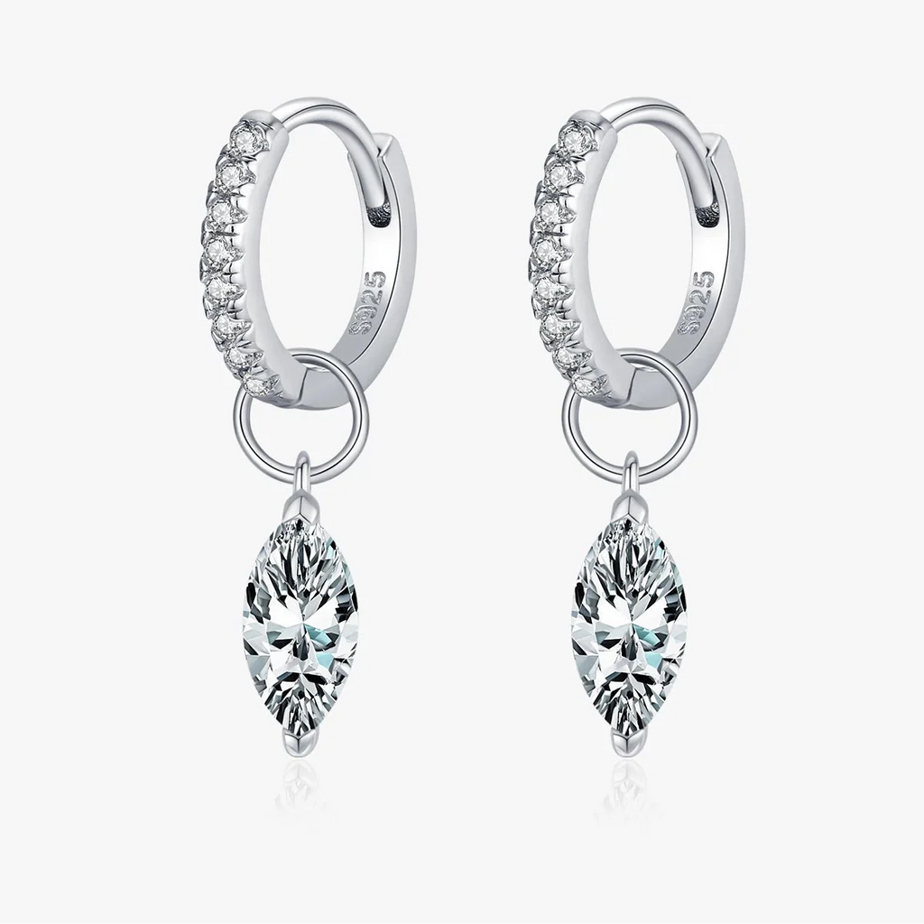 Moissanite 925 Sterling Silver Geometric Hoop Earrings For Women Fine Jewelry BandsCo Straps